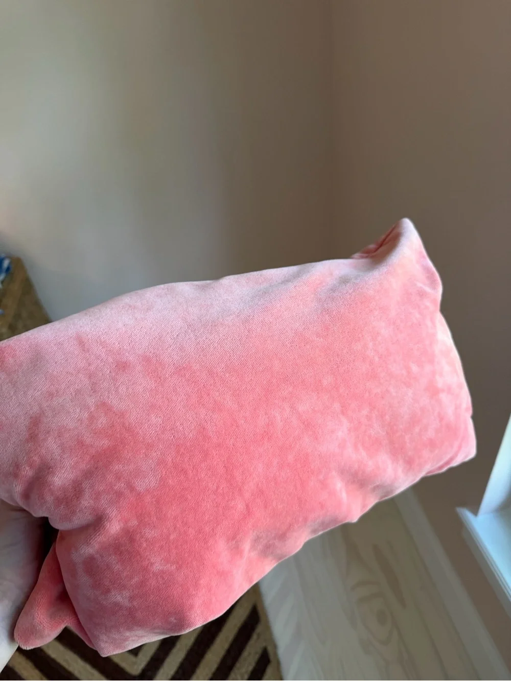 Soft Velvet Lumbar Pillow Pair in Coral Pink - Unbranded